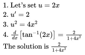 derivative of arctan(2x) solution