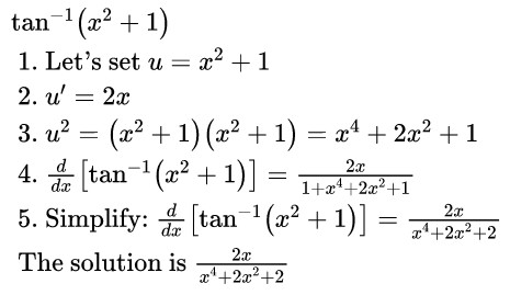 derivative of arctan(xsquaredplus1) solution
