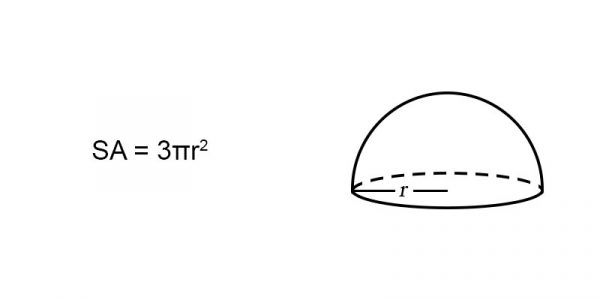 surface area of a hemisphere